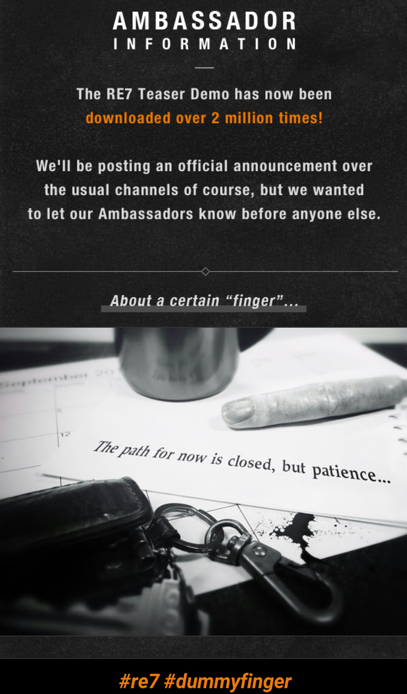 Illustration for article titled Capcom Finally Says Something About The Resident Evil 7 Demo's Finger